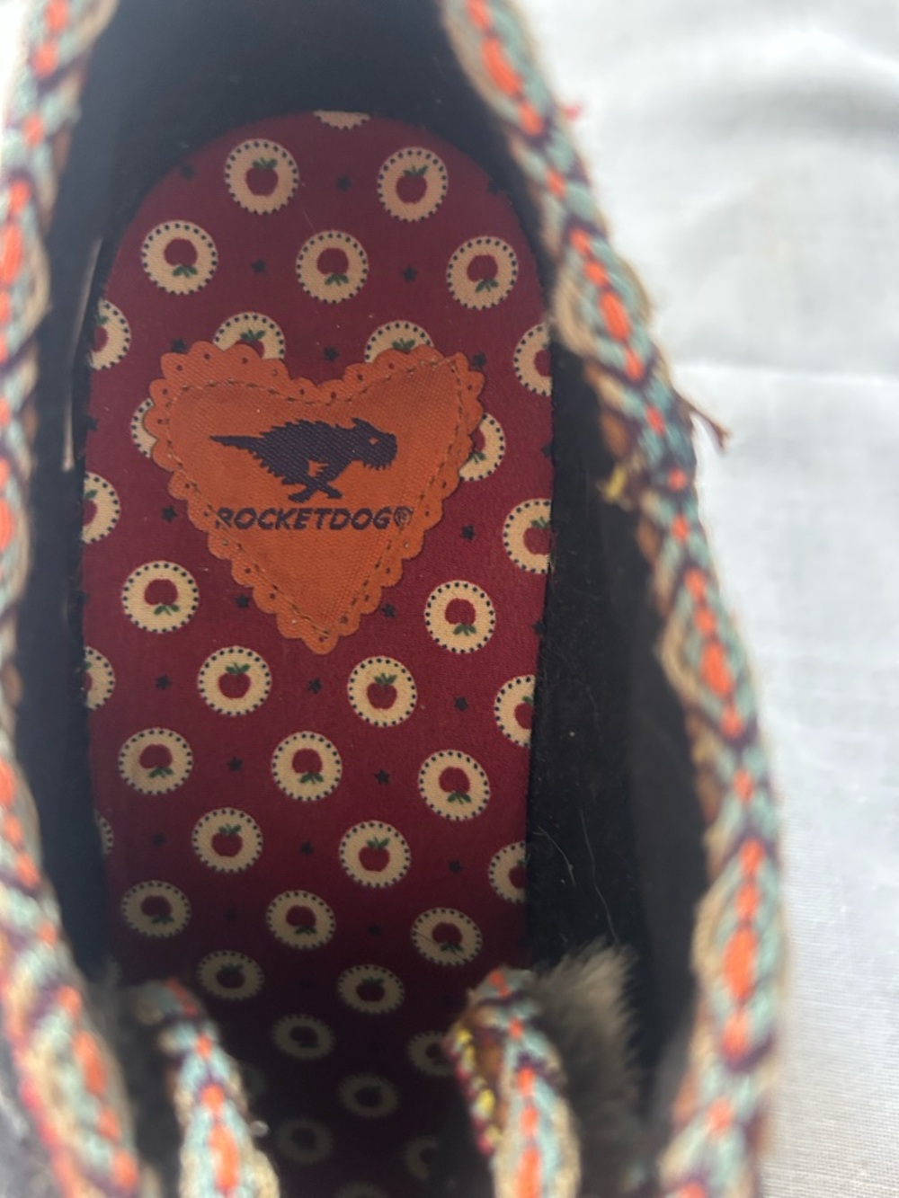 Rare Rocket Dog Black Suede Platform Heels with Red Laces and Faux Fur Trim 9 - Picture 2 of 7